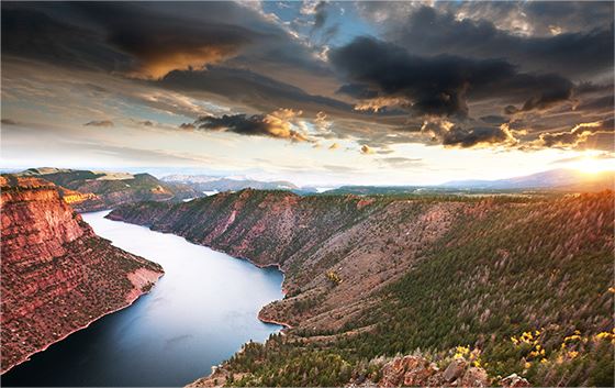A large river running through a canyon