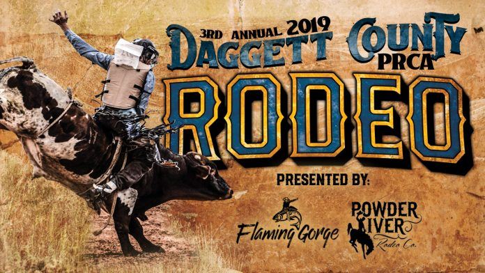 Daggett County Centennial Rodeo Picture with bull rider done artistic style