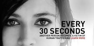 Human Trafficking woman's eyes - every 30 seconds someone becomes a victim