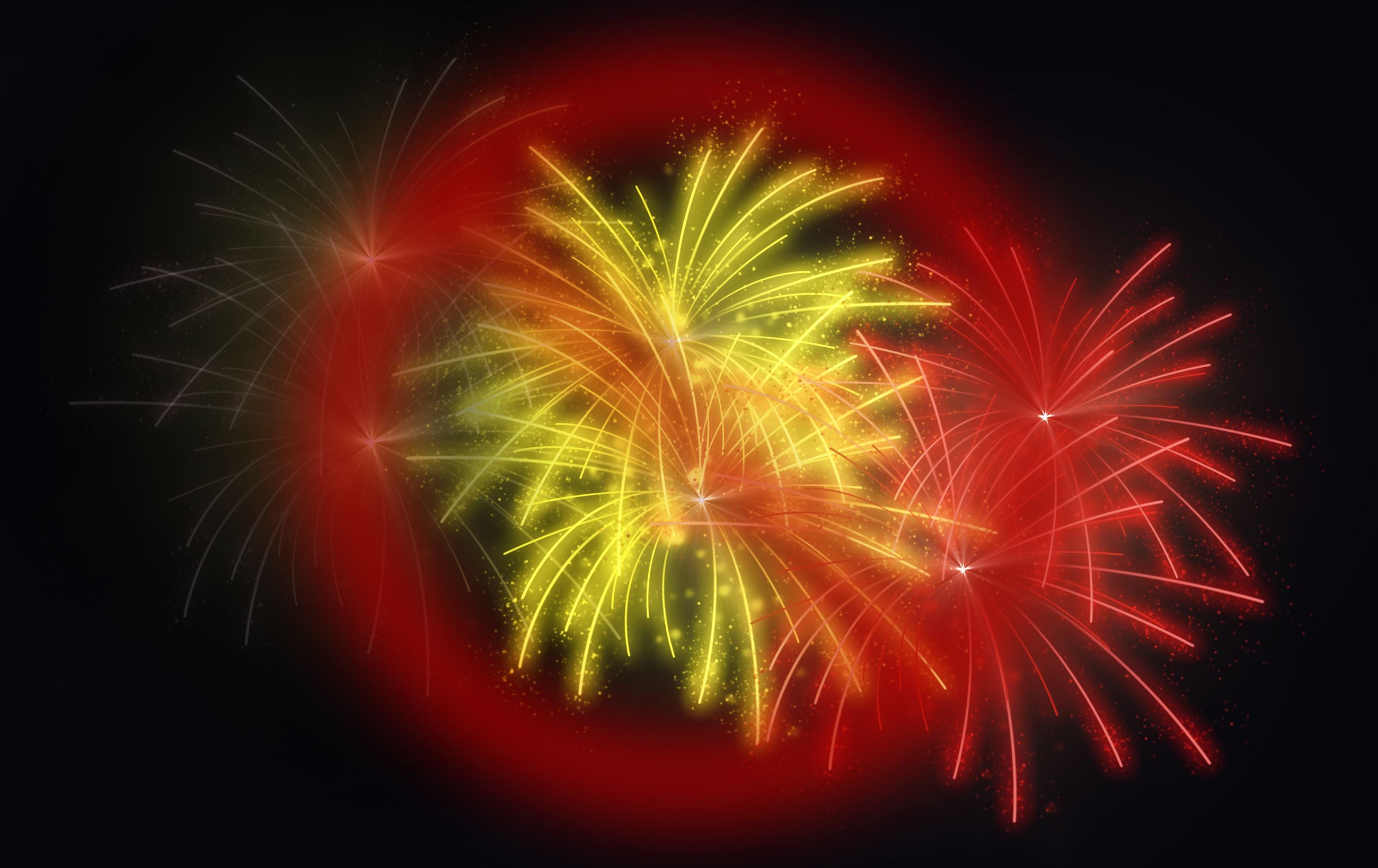 Fireworks with red circle and line through