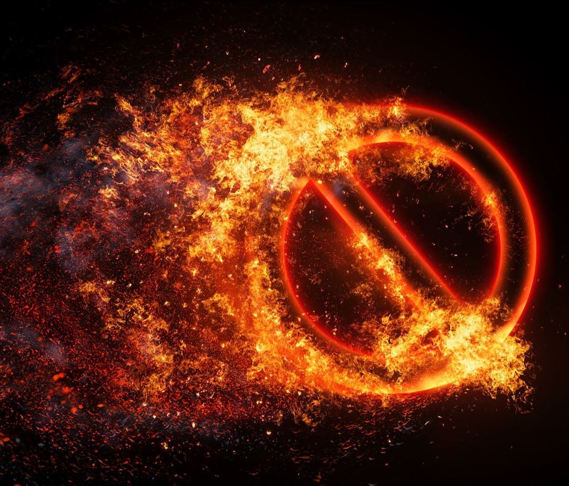 Fire with red circle and line through