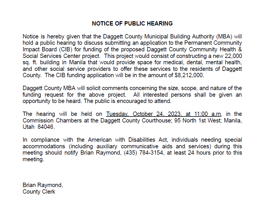 Health Clinic Public Hearing