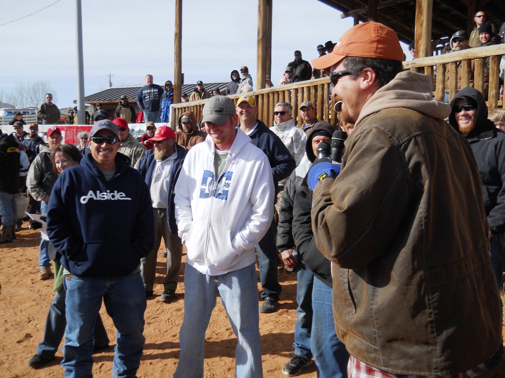 Photo of one of the prize winning teams waiting for their prizes at the 2012 Burbot Bash
