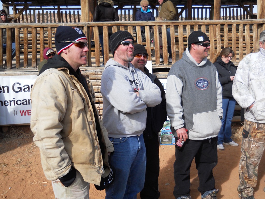 Photo of one of the prize winning teams waiting for their prizes at the 2012 Burbot Bash