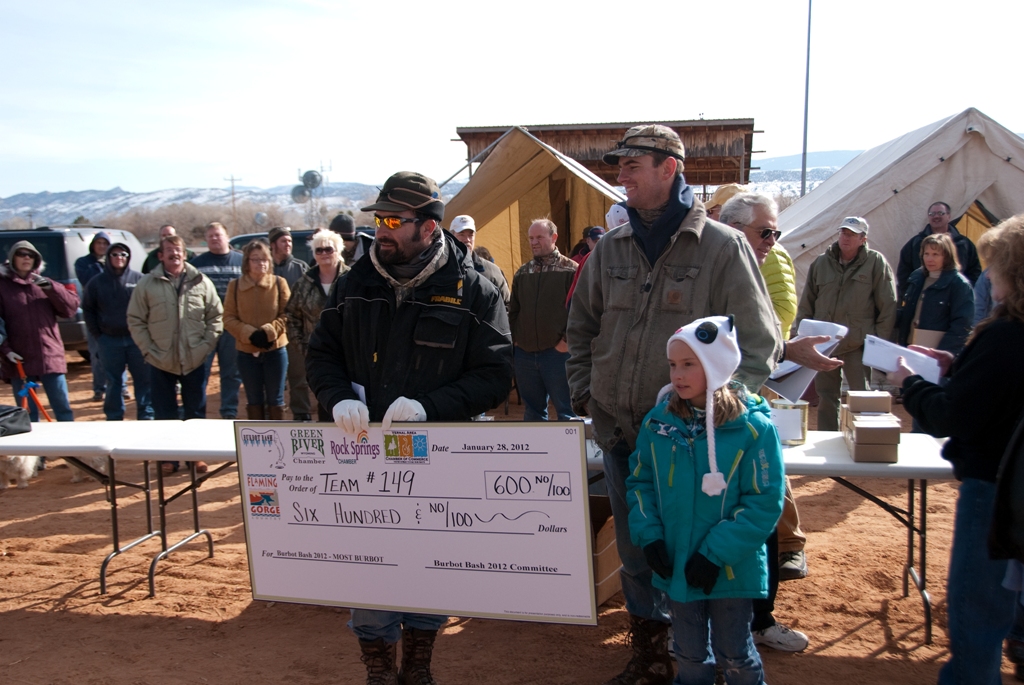 Photo of members of Team Asay that caught the Most Burbot during the 2012 Burbot Bash.  That's two years in a row for Team Asay!!