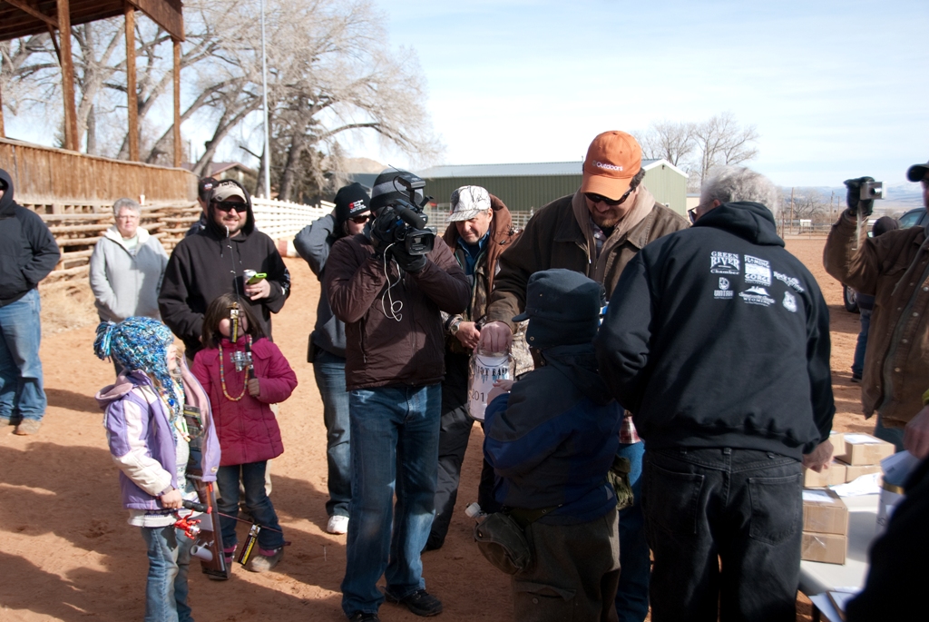 Drawing for giveaway prizes at the closing ceremonies of the 2012 Burbot Bash