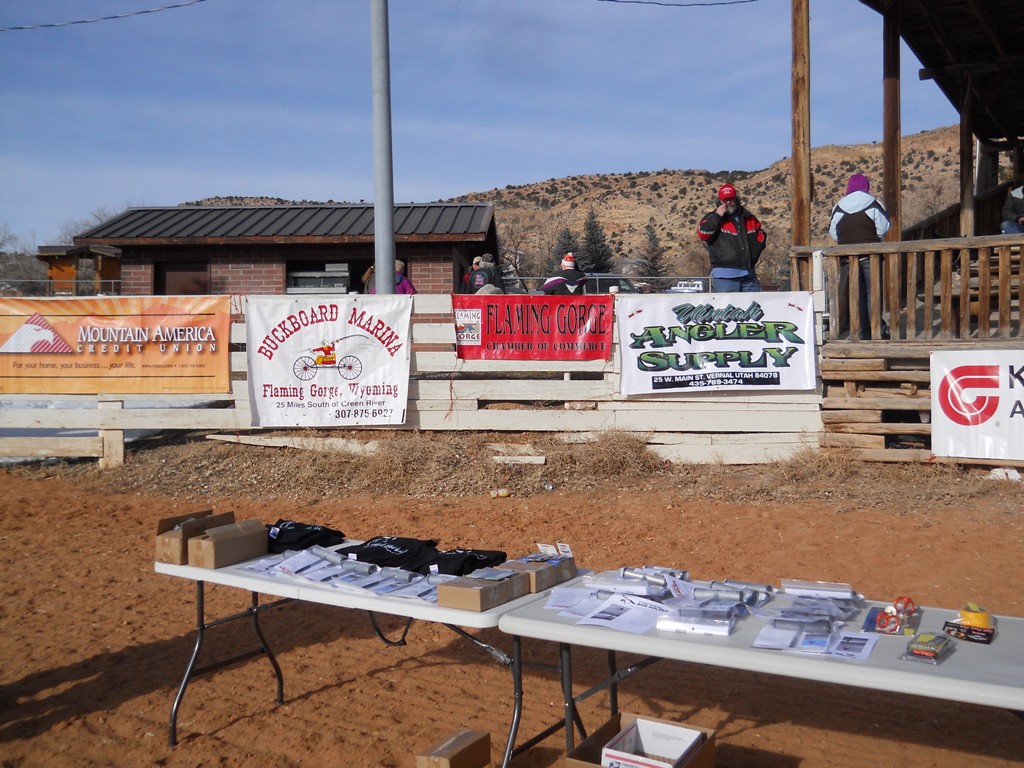 Photo of Sponsor Banners and Prize Tables at the 2012 Burbot Bash Closing Ceremonies