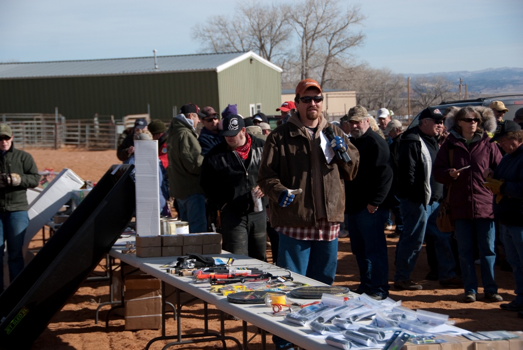 Master of Ceremonies Adam Eakle and members of the Crowd during the closing ceremonies of the 2012 Burbot Bash