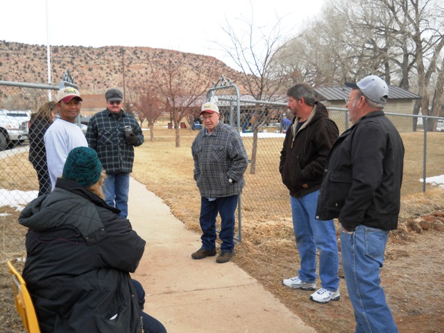 Photo of fisherman getting their drawing tickets at the rodeo grounds gate during the closing ceremonies of the 2013 Burbot Bash.