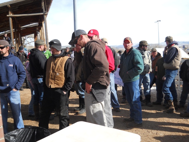 Photo of partial line of winners of various cash prizes during the 2013 Burbot Bash
