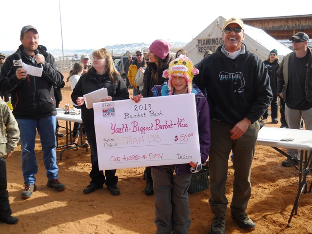 Photo of the winner of the Youth Division's Largest Burbot during the 2013 Burbot Bash